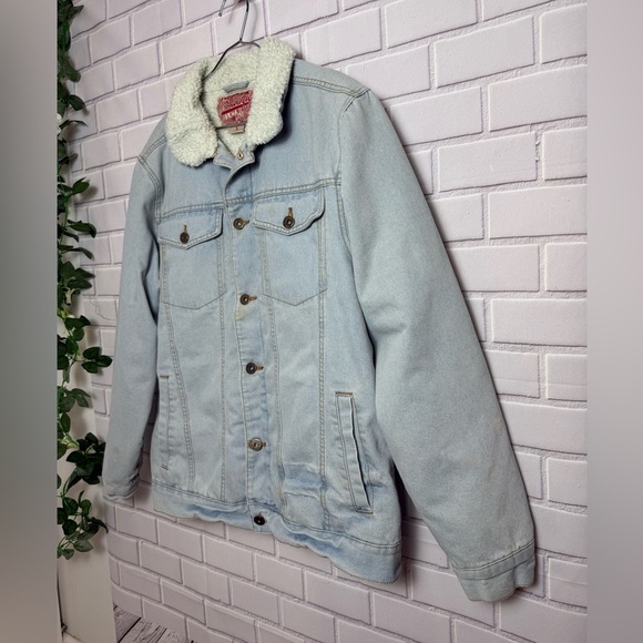 Brooklyn Cloth Sherpa-Lined Denim Jacket Light Wash Size L - Picture 11 of 13